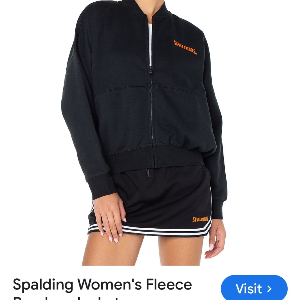Spalding Women's Black Bomber Jacket with Orange Logo